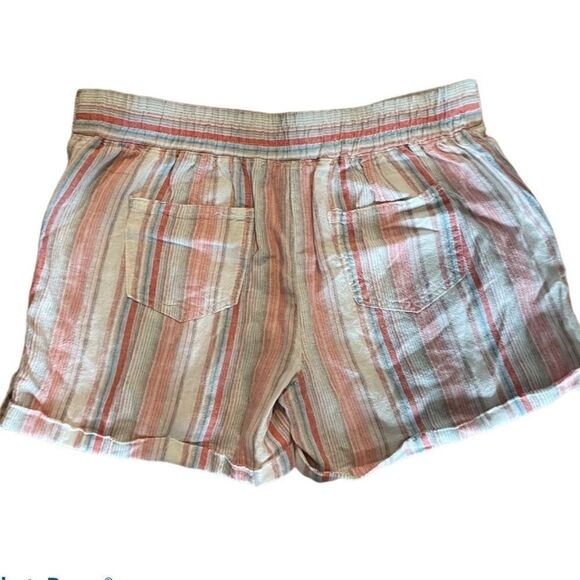 Linen Blend Shorts by Per Se, Pastel Stripes Large - Picture 3 of 3
